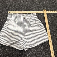 Vintage 90s Unionbay Blue White Striped Denim Shorts High Waisted Streetwear 5/6