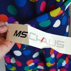 Vintage Ms Chaus Colorful Polka Dot Ruffle Hem Dress Mod Retro Size 6 NWT