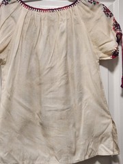 Vintage Hand Embroidered Romanian Folk Blouse Boho Ethnic Peasant Top White L/XL