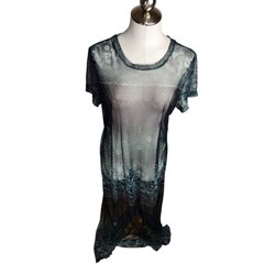 Teddi Vintage 90s Sheer Mesh Maxi Dress Green Floral Print Witchy Grunge Fairy
