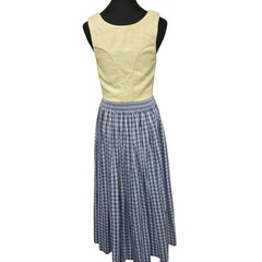 Vintage Austrian Dress Size 36 6 8 Yellow Blue Linen Dirndl Blue