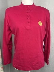 VTG Max & Diane Pink Button Sleeve & Neck Logo Secretary Shirt NWT S