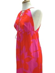 VNTG 70’s FUMI’S At WAIKIKI Floral Pattern Pink & Orange Maxi Dress Women’s XS/S