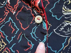 Vtg 1940’s Pajama Blouse Short Sleeve Button Front Loose Fit Sz L