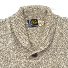 Vintage Casco Bay Traders Grey Beige Wool Blend Retro Ski Shawl Collar Sweater L
