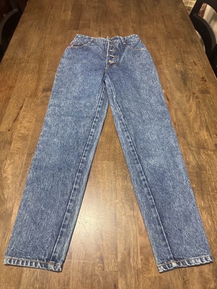 Vintage Bongo Jeans Exposed Button Fly Acid Wash Stone Wash Size 3 24 Inch Waist