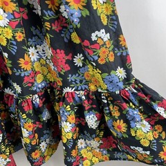 Vtg Gabar New York Women’s Black Floral Smocked Tiered Skirt Small