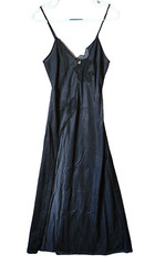 Vtg Joie De Vie Nylon Satin Nightgown Plunging Lace High Slit Sexy Black Petite