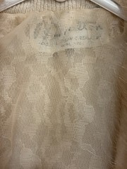 Vtg 1950s Dalton Ivory Cashmere Sweater Detachable Mink Collar Pearl Clasp PL