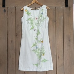 Vintage 1960s Serbin Muriel Ryan Floral Butterfly Dress Small