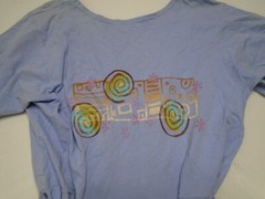 Vintage 90s Blue Fish Organic Flowy Dress Lagenlook Abstract Handpainted Size 1