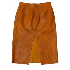 Moschino Cheap and Chic Vintage Knee-Length Orange Leather Pencil Skirt Sz 8