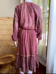 Vintage 70s Indian Cotton Metallic Rainbow 3 Pc Skirt, Vest, and Blouse Set