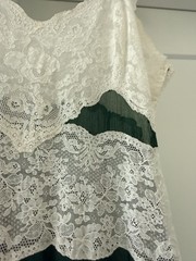 Vintage 1930s Emerald Green Silk Chiffon Lace Gown Bias Cut Sheer Slip Dress S M