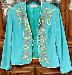 Vintage 1980s Howard Wolf Retro Green Teal Toggle Festive Jacket Size 12