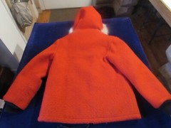 Women’s Vintage Hudson’s Bay Red Wool Hooded Jacket Genuine Fur Trim med small D