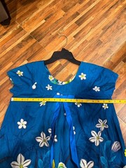 Vintage Hawaiian Blue Floral Dress Cotton Long Chest 37″inch Long 36 “inch