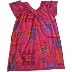 KATZ Vintage 70s 80s Pink Geo House Dress/Day Frock – Lounge Mumu Pockets M USA