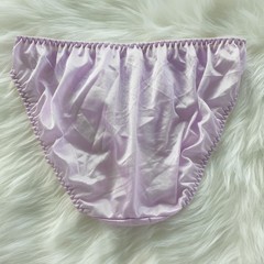 Silky Nylon Panty Sheer Lilly Purple Bikini Sissy Lace Brief Sz. 7-8 Hip 38-42″
