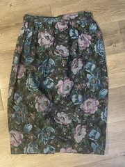 Vintage Late 70 Early 80s Women’s Floral Blouse And Skirt Set Cotton 7/8