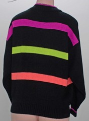 1980s Vintage Sweater Neon Stripe OP Ocean Pacific 720 Airborne Vinyl Patch L
