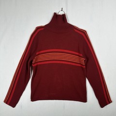 Vintage 70s Alloy Made Canada Turtleneck Stripe Ski Sweater Burgundy Size M