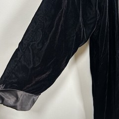 Patra Vintage Black Velvet Long Open Front Evening Jacket Satin Lapel Size XL