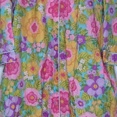 VTG Bright Embossed Floral Loungewear Robe Kaftan Mumu Size M See Measurements