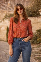 Vintage 70s Country Suburbans Paisley Blouse ILGW Made USA Sz 10 Excellent Cond