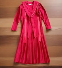 Vintage LAURA ASHLEY Dress Size 4 Red Corduroy Sailor Collar Drop Waist 80s