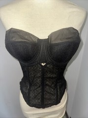VTG 1950’s JET BLACK Lace BRA Bustier 34C MAIDENFORM Pre-lude Once over Vguc
