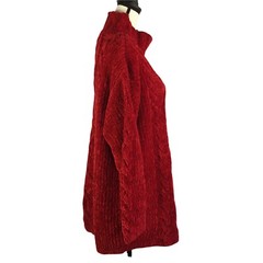 Vintage 90s Express Tricot Chenille Red Mock Neck Chunky Knit Women’s Medium