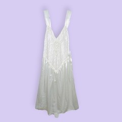 Vintage Pauline’s Trousseau Bridal Lingerie Nightgown White Satin Lace Medium