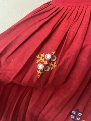 Red Vintage Cotton Dress with embroidery and mirrors, Indian