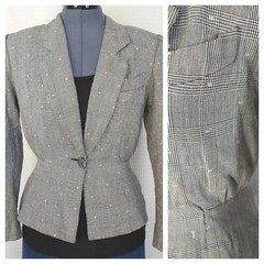 Vintage Michelle Stuart Black & White Plaid Jacket Size 6