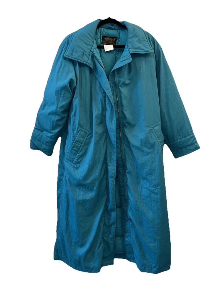 Eddie Bauer Goose Down Puffer Parka Below Knee Teal Coat Long Jacket Large