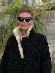 Swakara Geniune South-West African Vintage Karakul Lamb fur coat mink collar