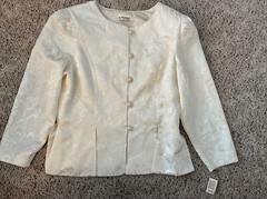 Vintage Women’s In The Mood Cream Dress Jacket Size 18 NWT Faux Pearl/Diamonds