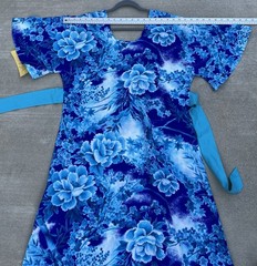 Vintage Two Potato Laguna Beach Blue Floral Maxi Dress Size L Acrylic 1970s