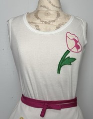 Vtg 60s Mod Tennis Micro Mini Skirt Set XS Floral Appliqué Outfit Resort USA