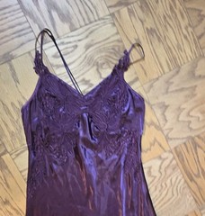 Vtg MFlora Nikrooz Bordeaux Satin Maxi Slip Dress