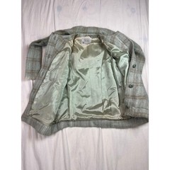 Donegal Design Mohair Plaid Cardigan Jacket with Scarf Ireland Vintage Green