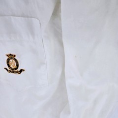 Lauren Ralph Lauren Vtg White Cotton Crest Shirt Size 10 Nautical Anchor EUC