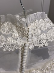 VTG ILGWU Victorian Wedding Dress Gown Sweetheart Neck with Train/Veil 8 Ivory