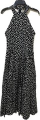 Vtg 80s Geary Roark Kamisato Dress Women 4 Black Polka Dot Pinup Rockabilly Maxi