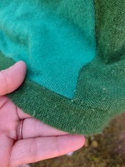 VTG 60s Mod Colorblock Knit Top Green Patchwork Brushed Thin Sweater Women’s S