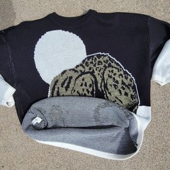 Vtg 90s Marc Chemtob Renaissance Knitwear Metallic Gold Wildcat Sweater XL USA