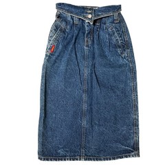 Vintage Jordache Acid Wash Denim Midi Skirt High Waist Pleated Blue Size 9 80s