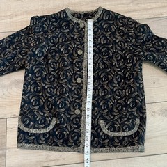 Vintage Imported Gold Black Wool Brocade Jacket And Sweater Grandmacore Size: M