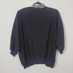 Silver Threads Ltd OS Vintage 80s Batwing Pullover Women Floral Striped Black